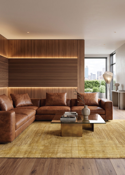 Golden Brown Labyrinth Design 7587Z by S&H Rugs