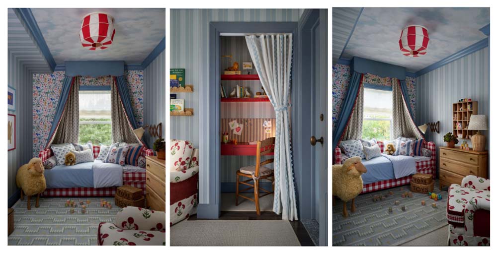 Isy's Interiors' Momeni rugs include a custom-cut Arden rug in Light Blue and a 5' x 8' Scandi rug in Blue.